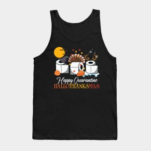 Quarantine HalloThanksMas Funny Halloween Thanksgiving Christmas Design Gift Tank Top